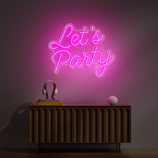 Let's Party Neon Sign for Celebration Birthday Event Decor