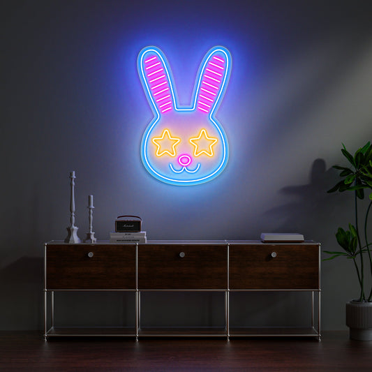 Bunny Neon Sign for Kids Room Pet Store Cozy Home Decor