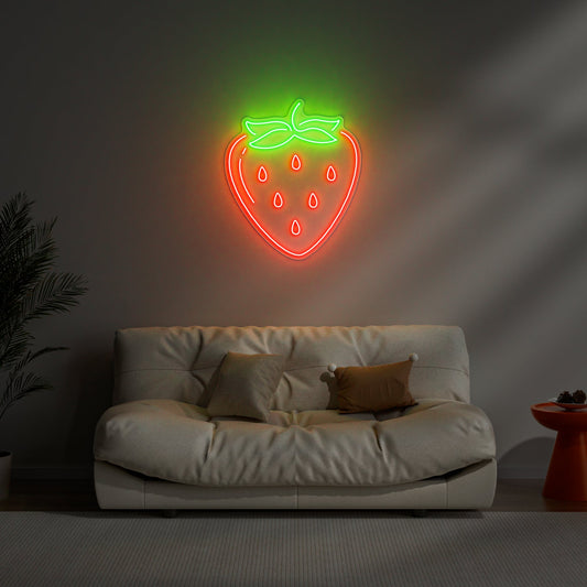 Strawberry Neon Sign for Kitchen Cafe Kids Room Sweet Food Decor