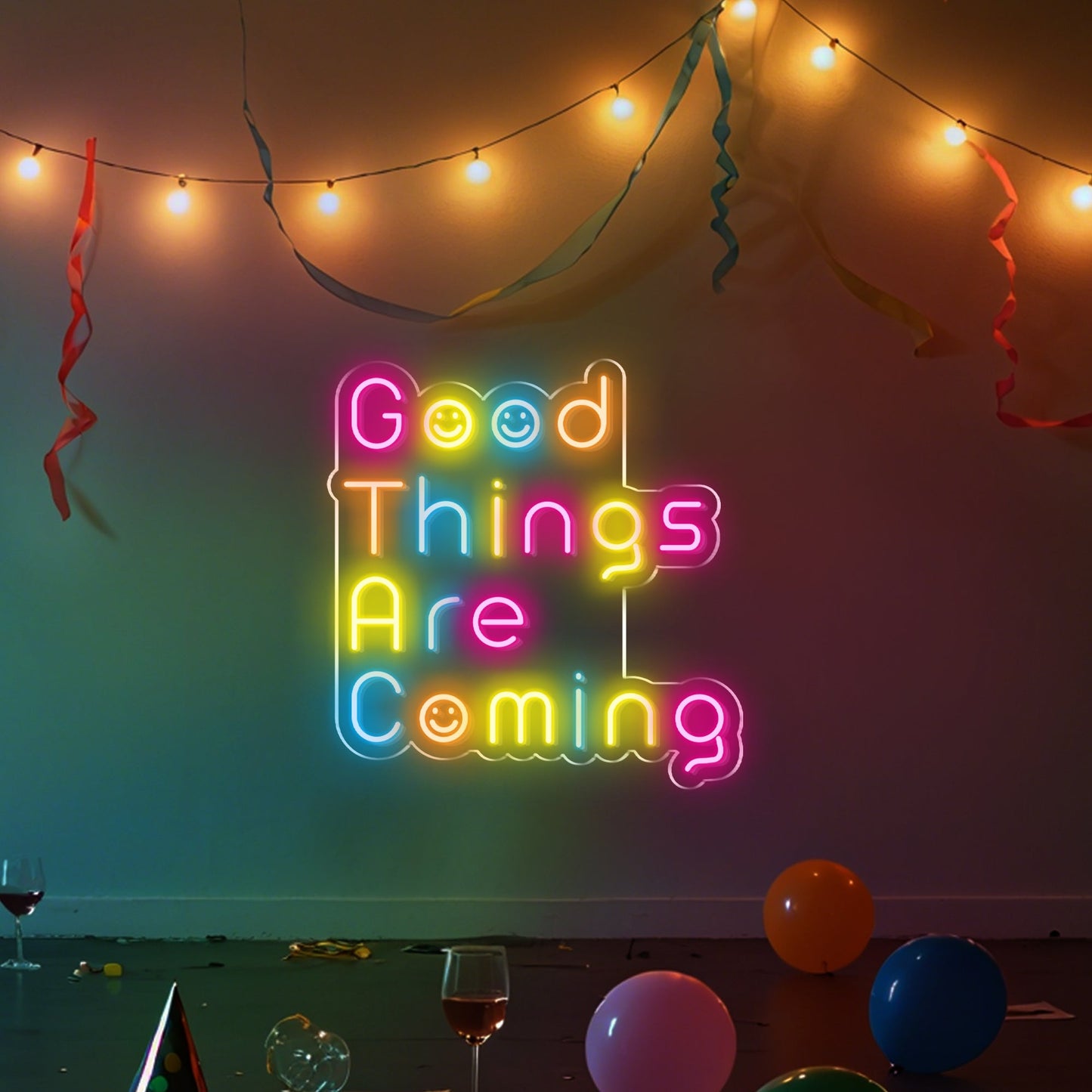 Good Things Are Coming Neon Sign for Bedroom Living Room Hopeful Decor