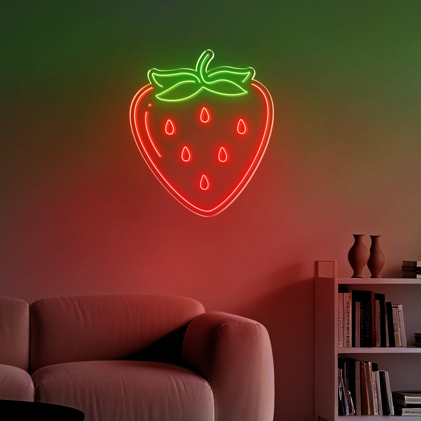 Strawberry Neon Sign for Kitchen Cafe Kids Room Sweet Food Decor