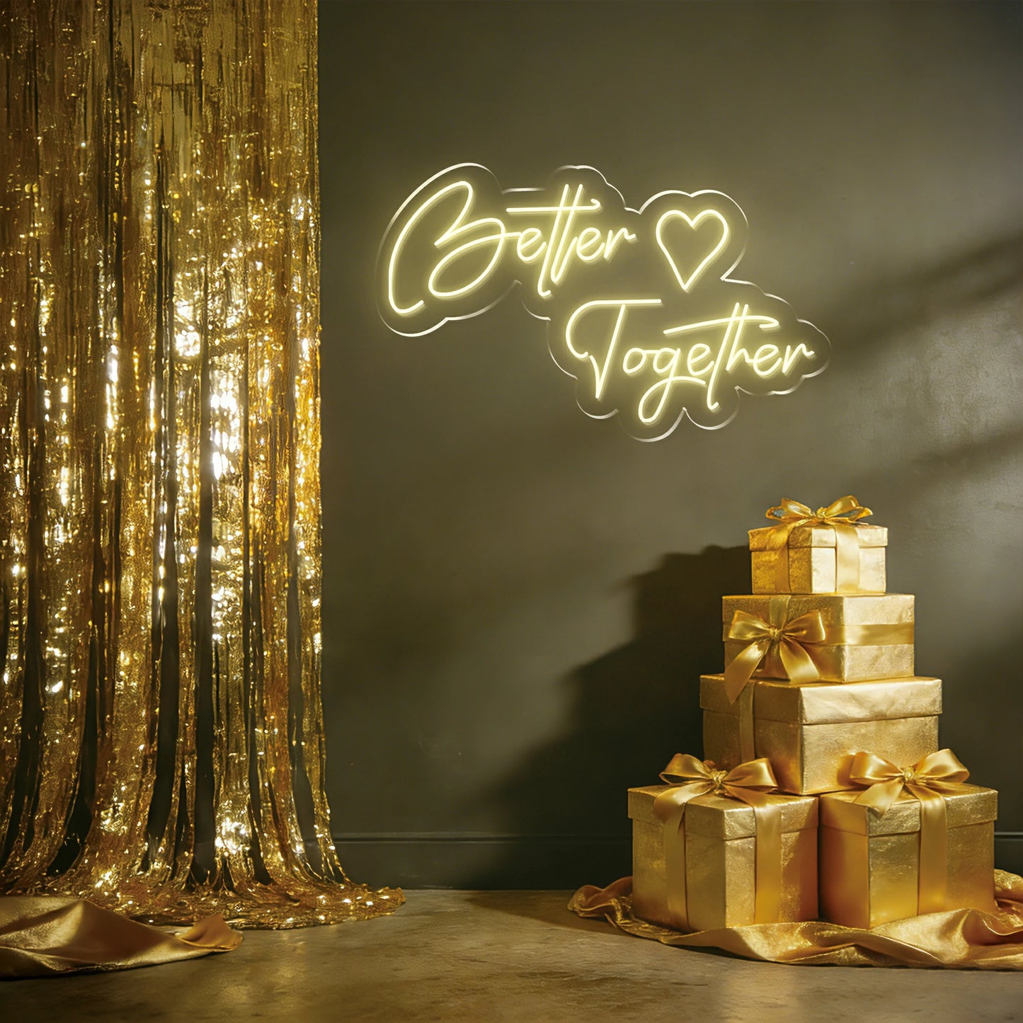 Better Together Neon Sign for Couple Home Friendship Family Decor