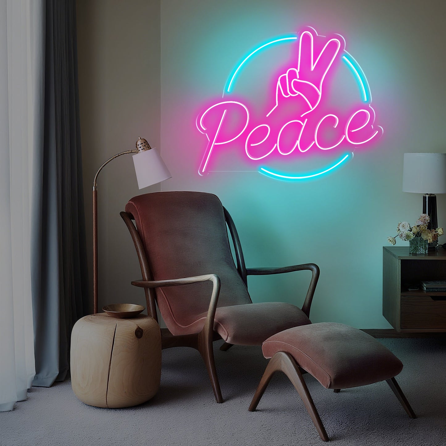 Peace LED Neon Sign for Cozy Corner Meditation Bedroom