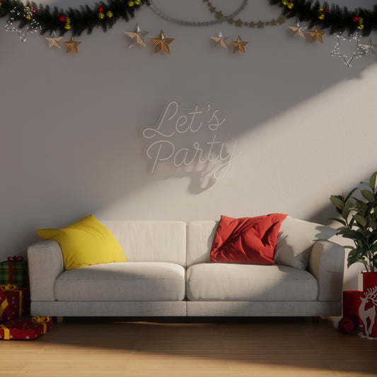 Let's Party Neon Sign for Celebration Birthday Event Decor