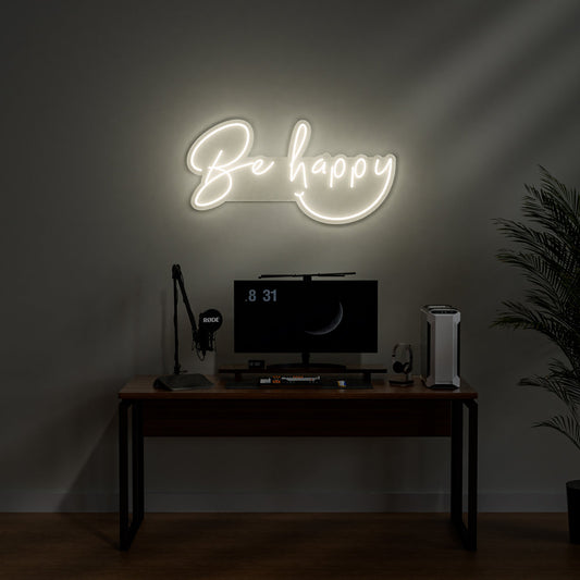 Be Happy Neon Sign for Bedroom Living Room Office Positive Decor Gift
