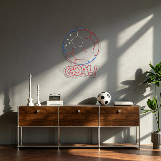 Fans Support Soccer Goal Neon Sign