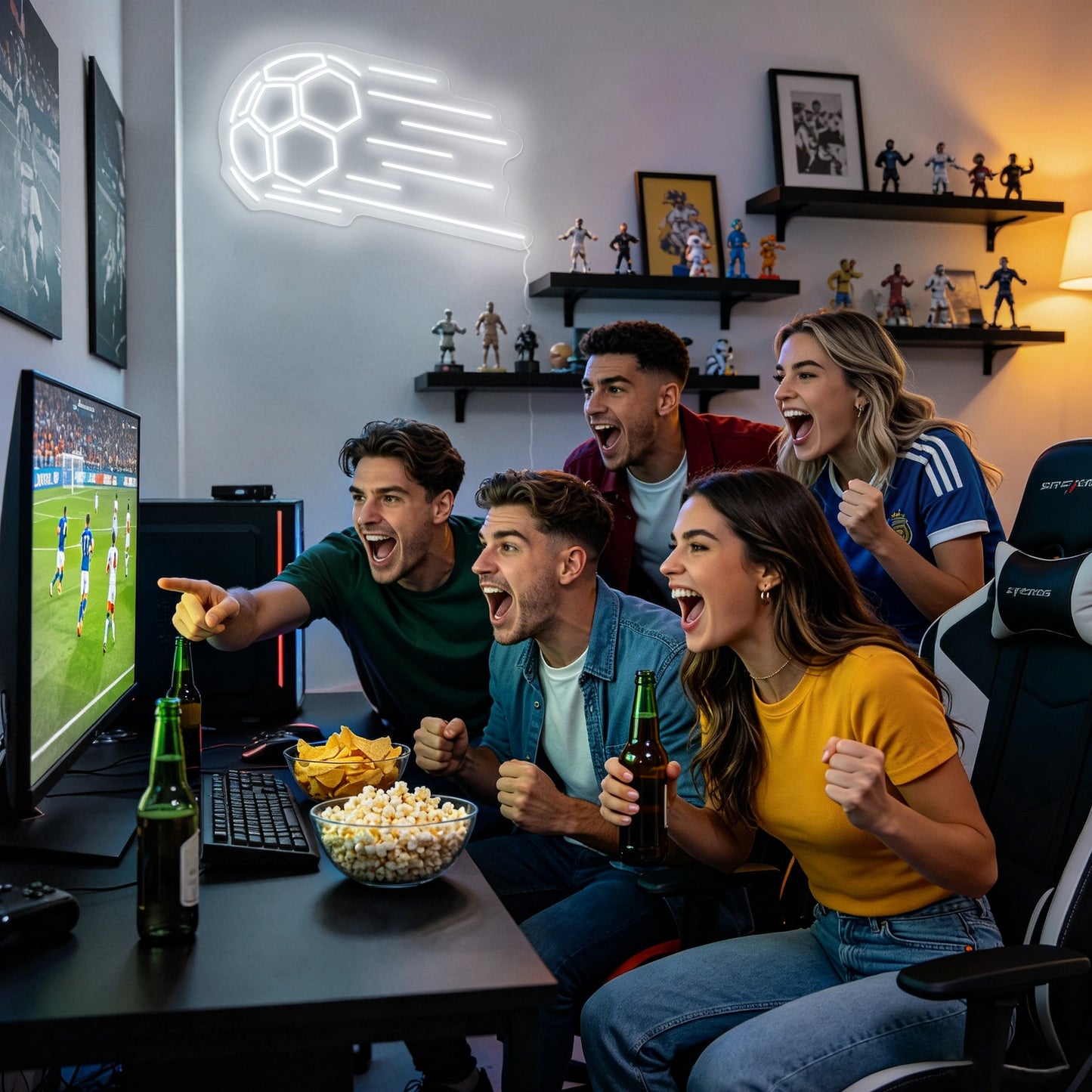 Flaming Soccer Neon Sign