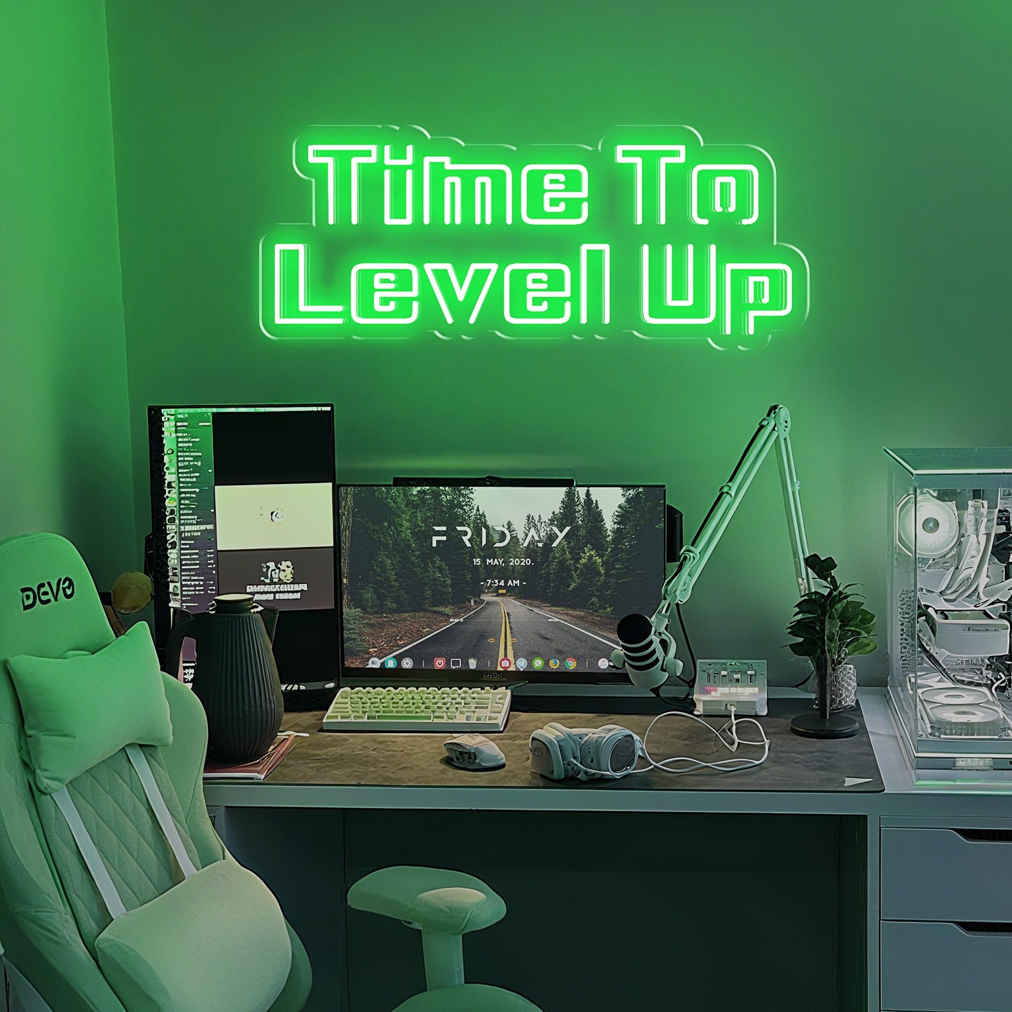Time To Level Up Neon Sign for Gaming Room Office Gym Motivation Decor