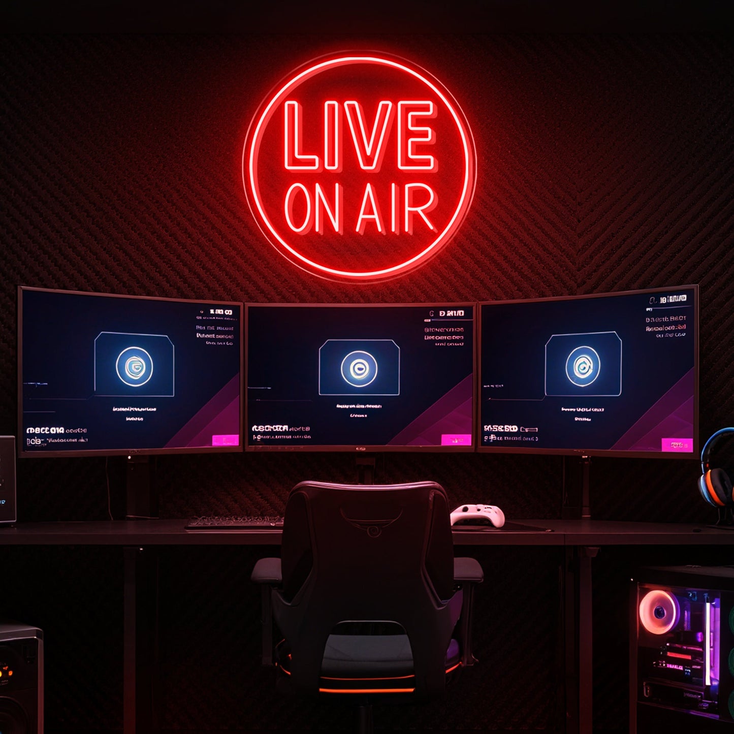 Live On Air Neon Sign for Streaming Studio Podcast Room Gamer Setup Twitch