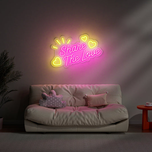 Share The Love Neon Sign for Home Living Room Cafe Positive Community Decor