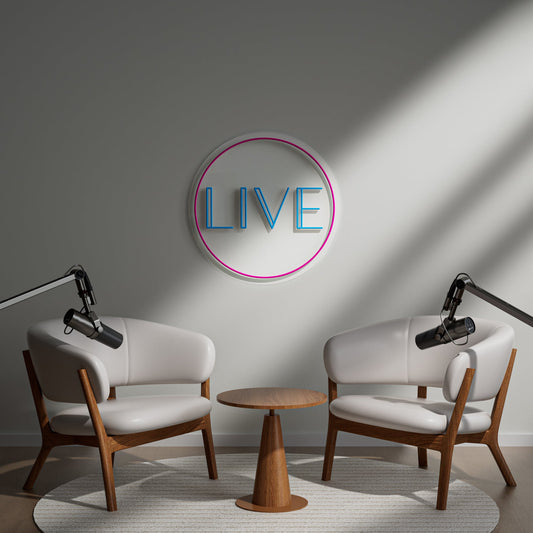 Live Neon Sign for Streaming Studio Gaming Room Music Performance Stage