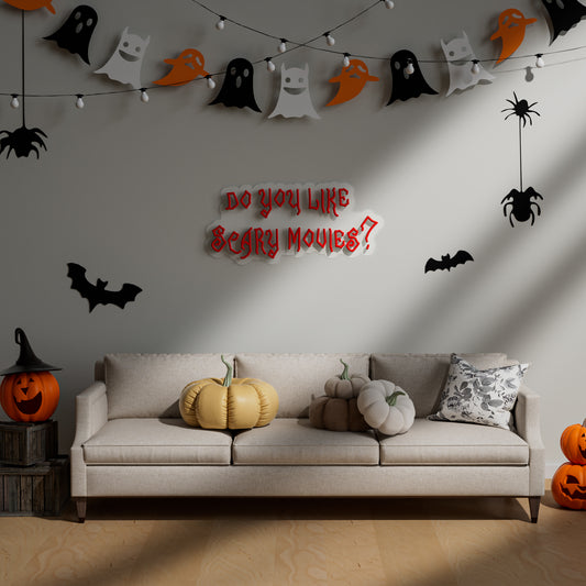 Do You Like Scary Movies Neon Sign for Horror Movie Room Halloween Decor Game Room