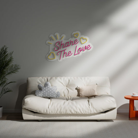 Share The Love Neon Sign for Home Living Room Cafe Positive Community Decor