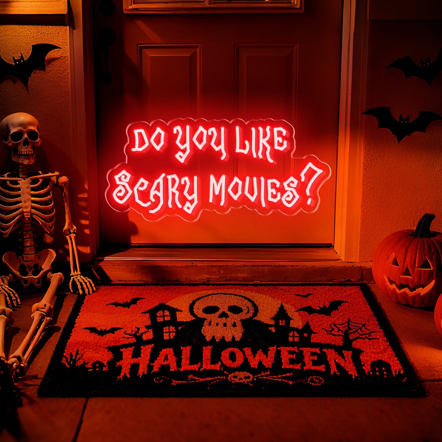 Do You Like Scary Movies Neon Sign for Horror Movie Room Halloween Decor Game Room