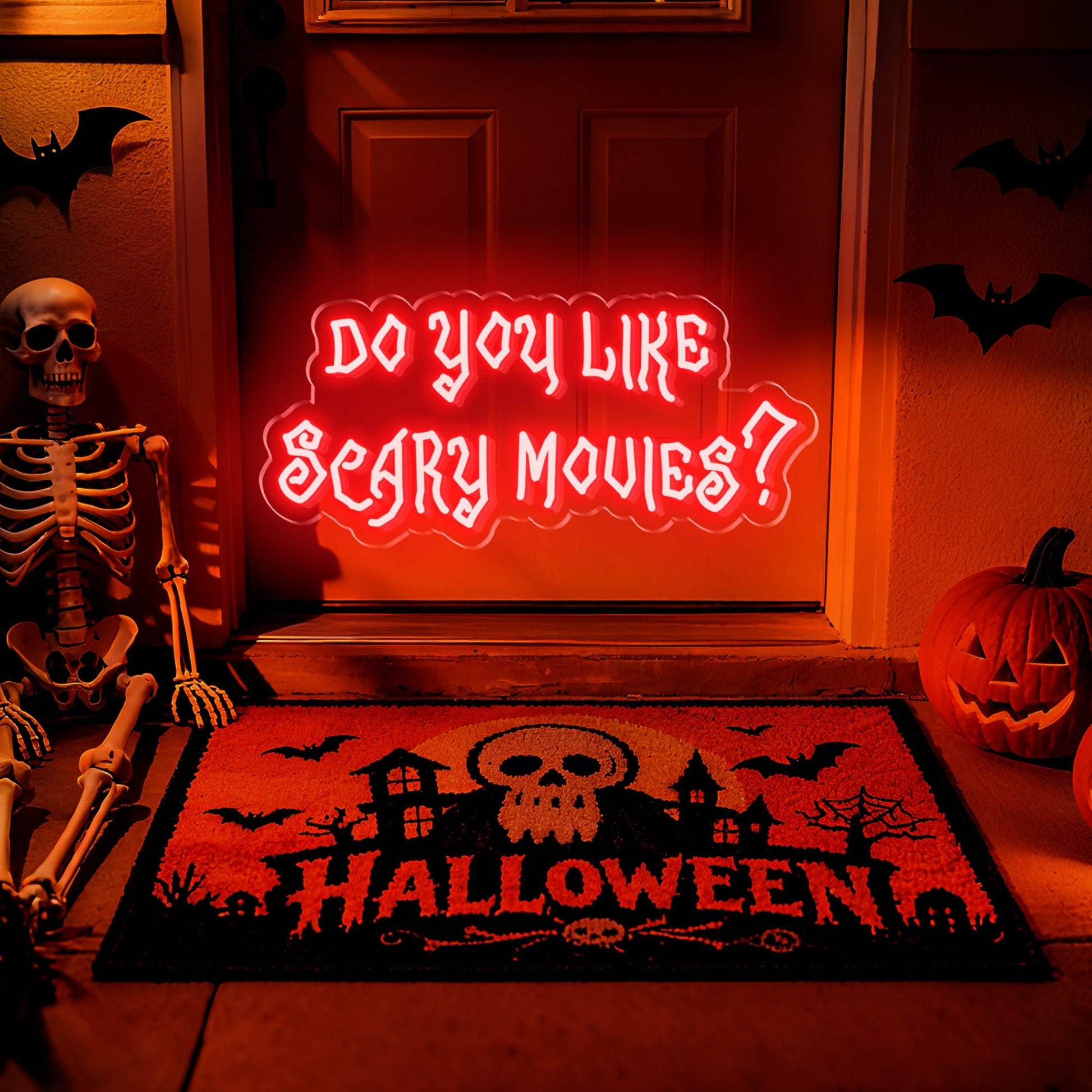 Do You Like Scary Movies Neon Sign for Horror Movie Room Halloween Decor Game Room