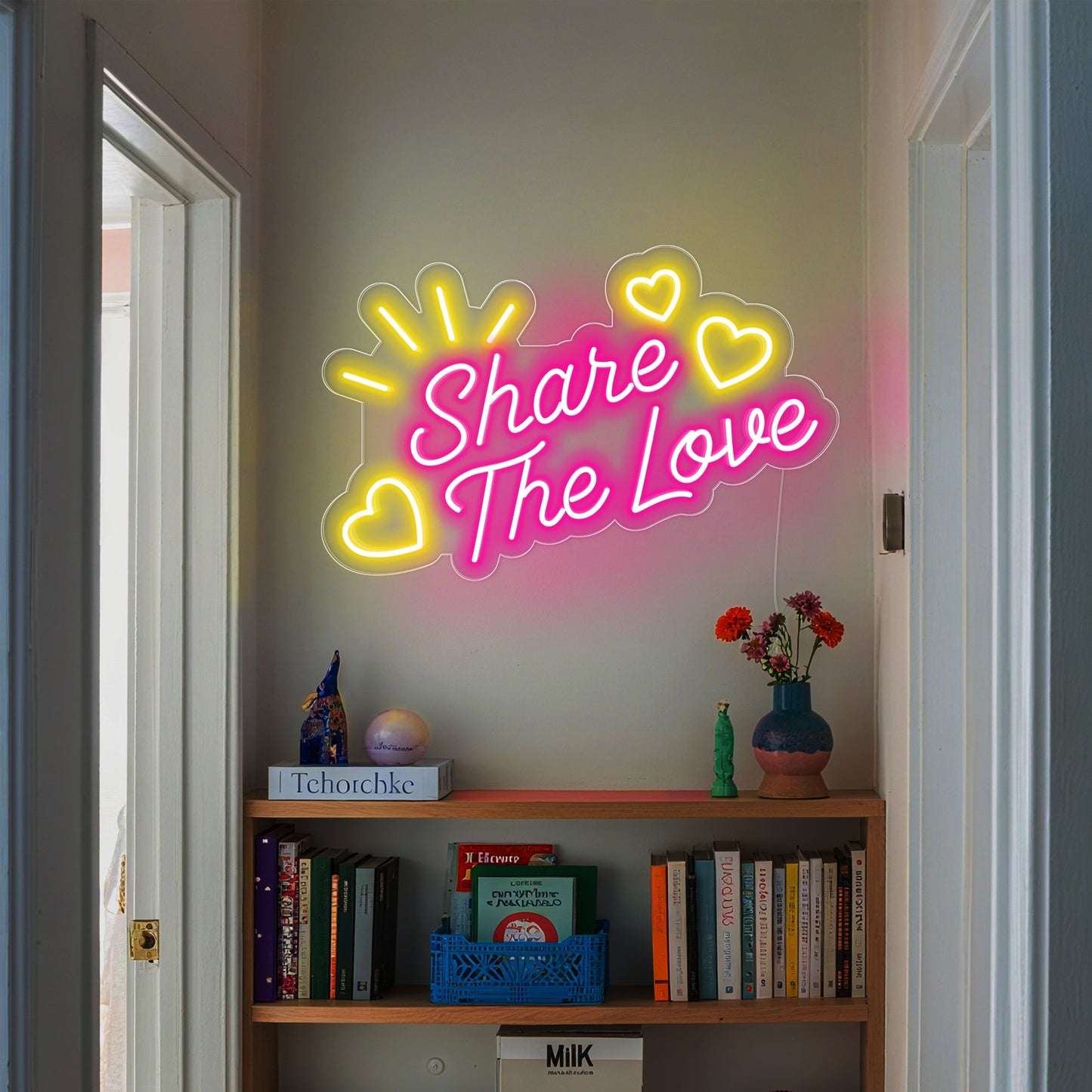 Share The Love Neon Sign for Home Living Room Cafe Positive Community Decor