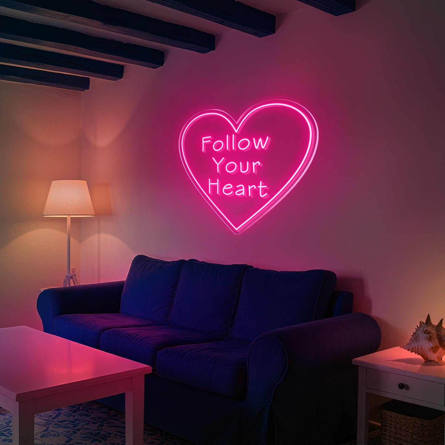 Follow Your Heart Neon Sign for Bedroom Meditation Room Inspirational Decor