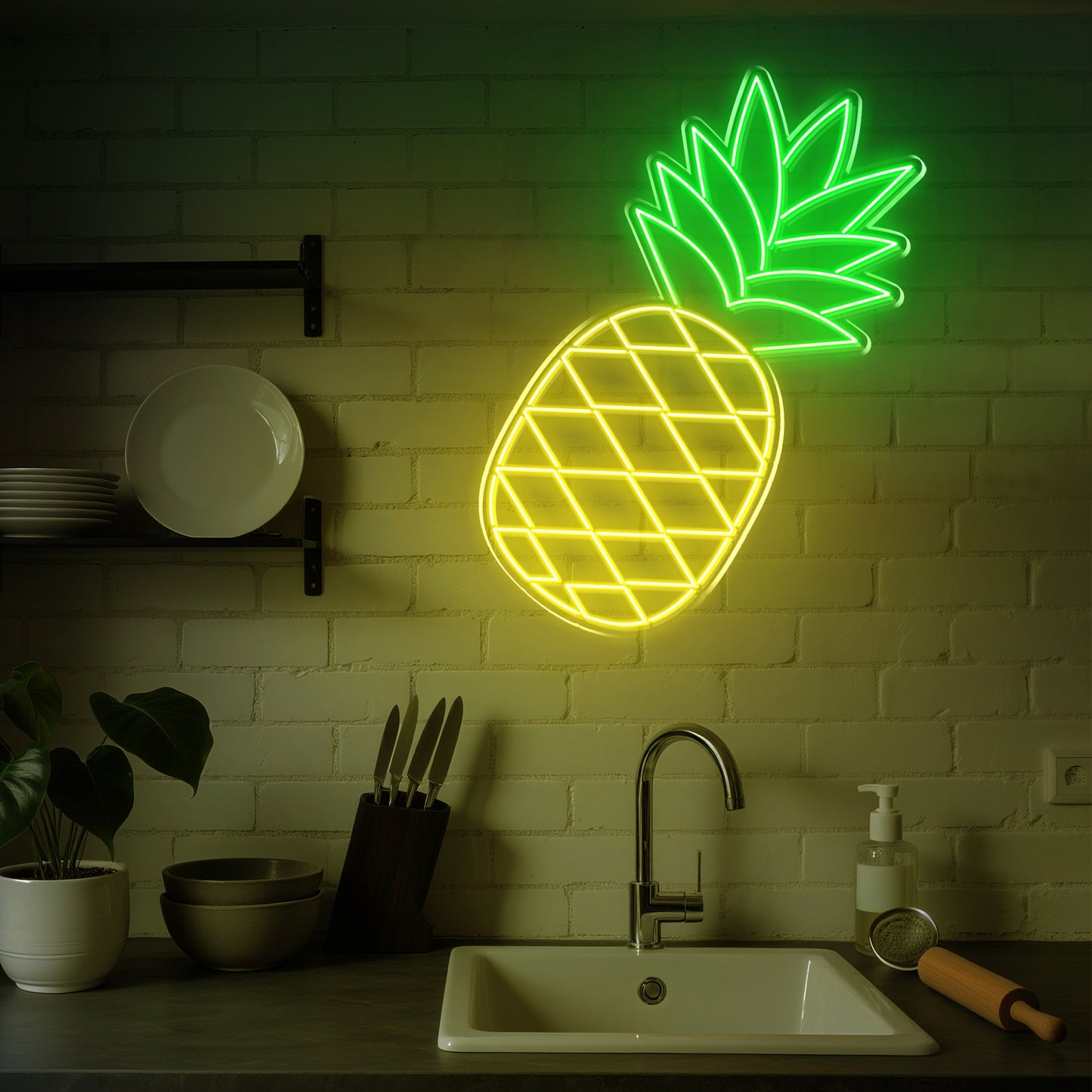Pineapple Neon Sign for Kitchen Dining Bar Tropical Decor
