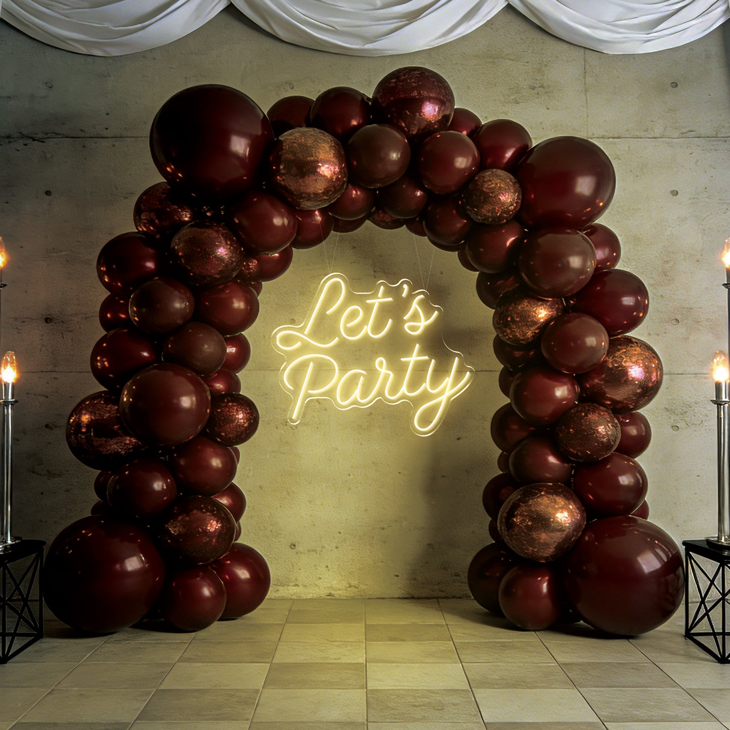 Let's Party Neon Sign for Celebration Birthday Event Decor