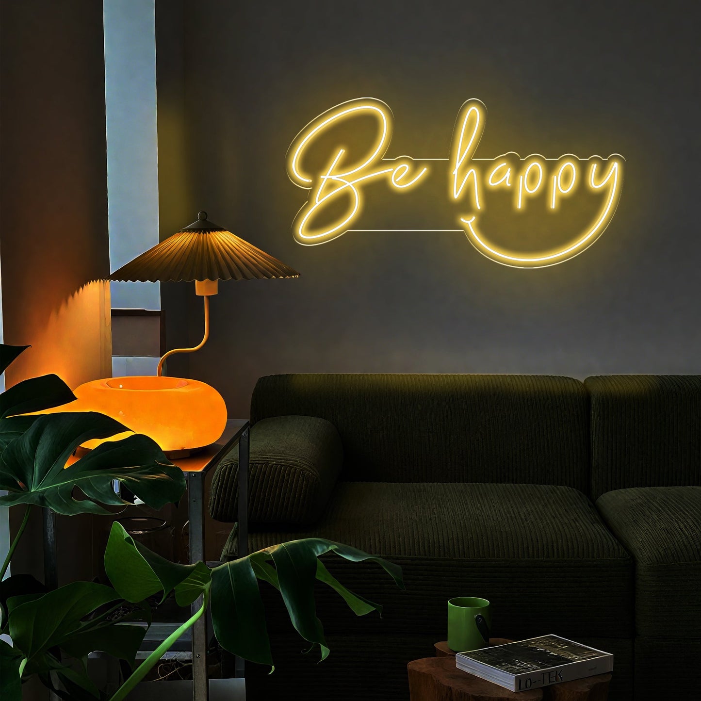 Be Happy Neon Sign for Bedroom Living Room Office Positive Decor Gift