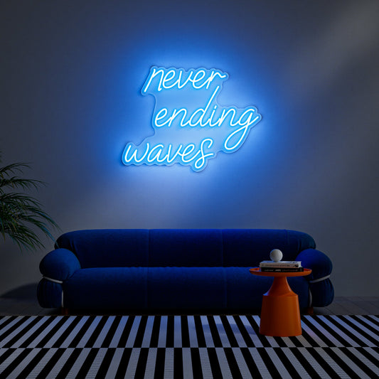 Never Ending Waves Neon Sign for Gaming Room Stream Backdrop