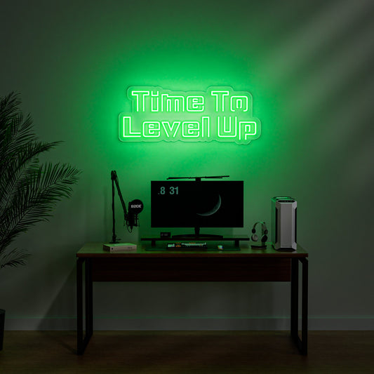 Time To Level Up Neon Sign for Gaming Room Office Gym Motivation Decor