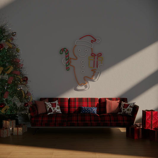 Gingerbread Man Neon Sign for Sweet Christmas Kitchen Decor