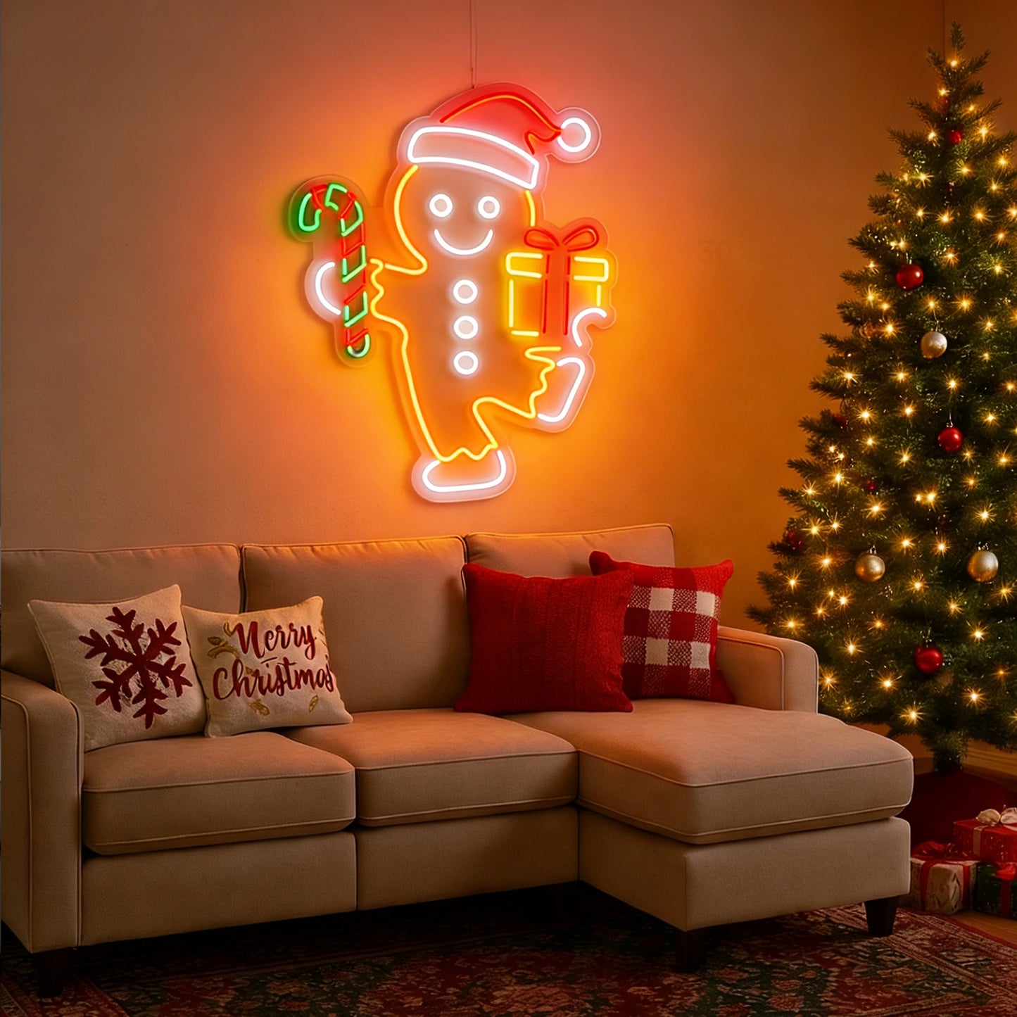 Gingerbread Man Neon Sign for Sweet Christmas Kitchen Decor