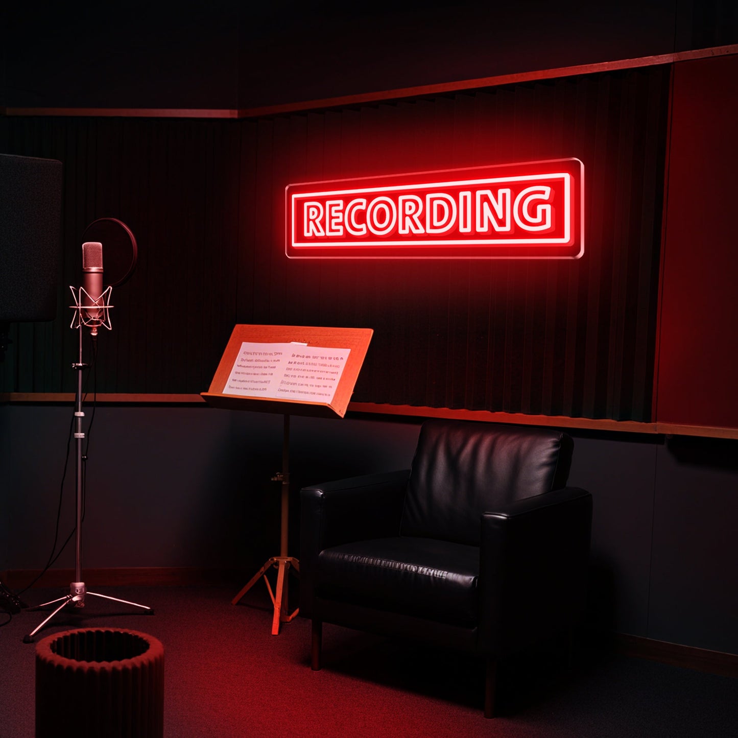 Recording Neon Sign for Music Studio Podcast Booth Video Production Home Studio