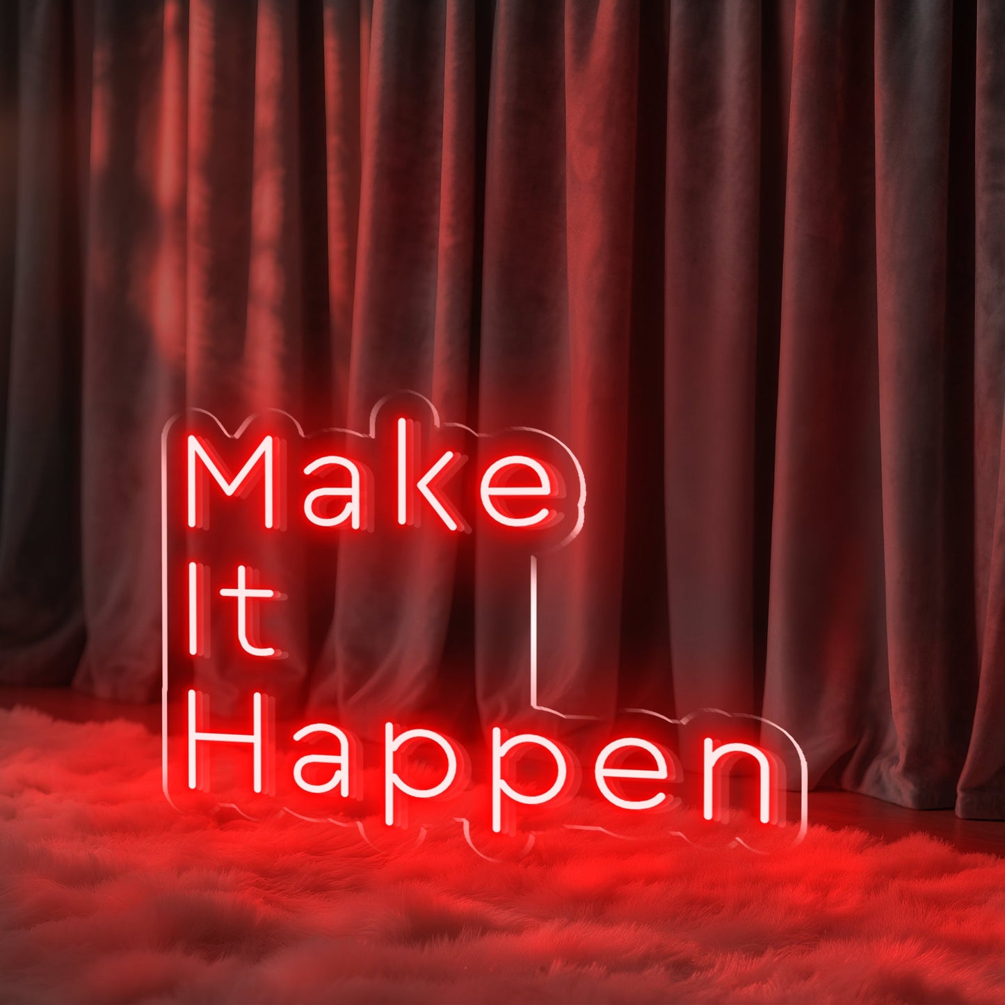 Make It Happen Neon Sign for Home Office Gym Study Motivational Decor