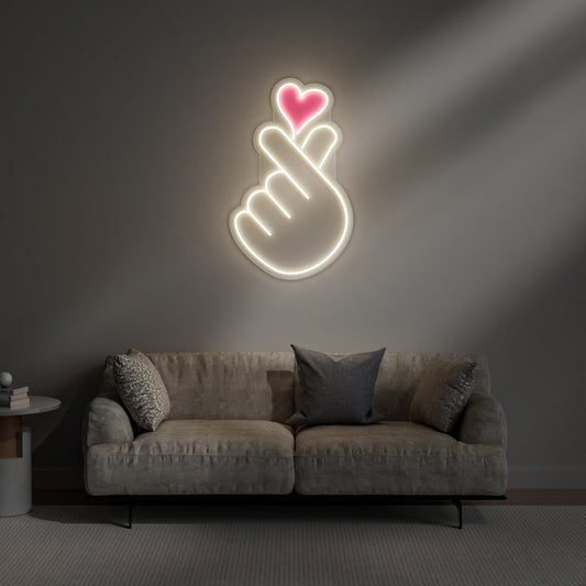 K-Pop Finger Heart Neon Sign for Fan Room Bedroom Decor Best Gift