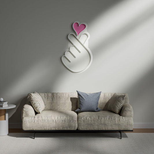 K-Pop Finger Heart Neon Sign for Fan Room Bedroom Decor Best Gift