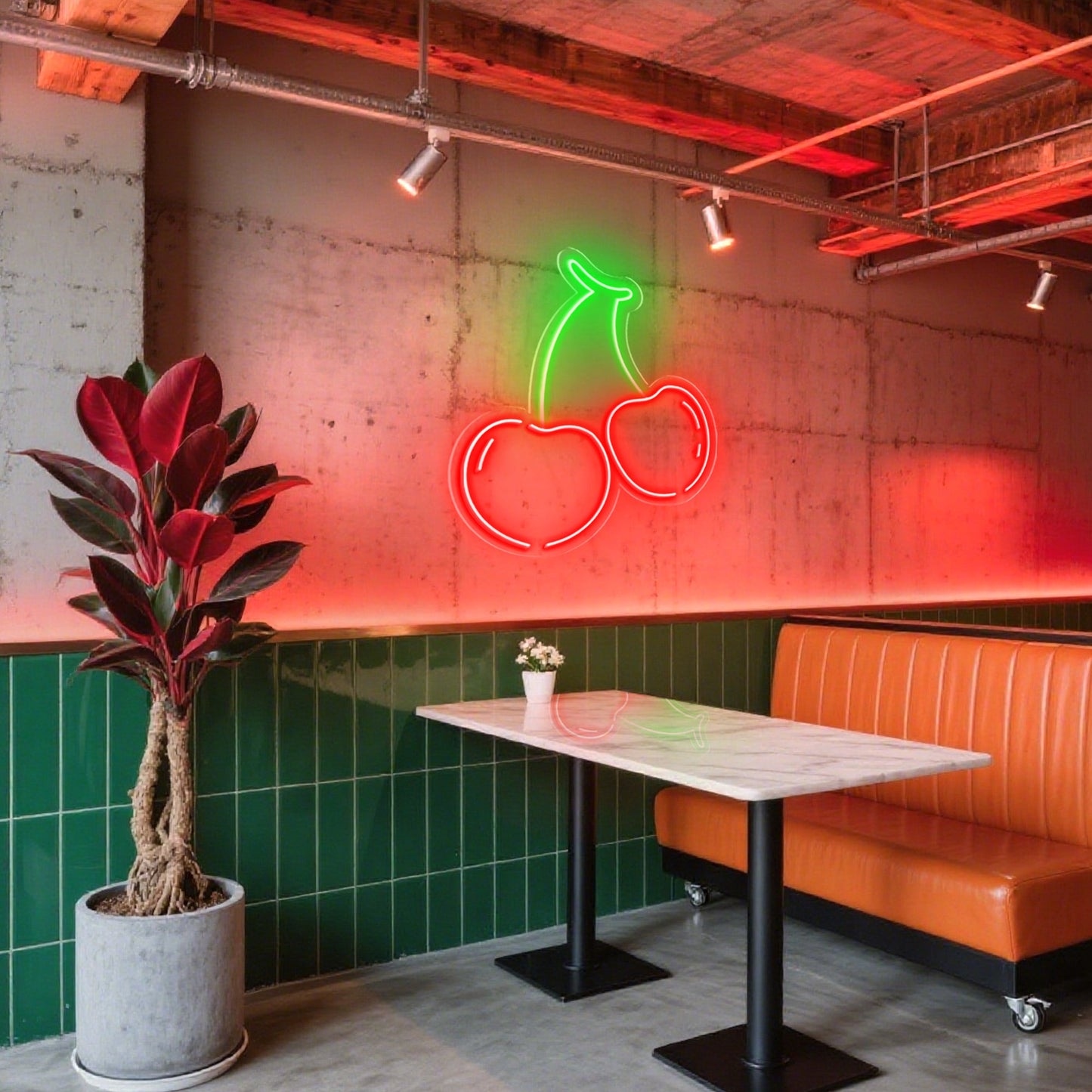 Cherry Neon Sign for Dessert Shop Kitchen Kids Room Decor