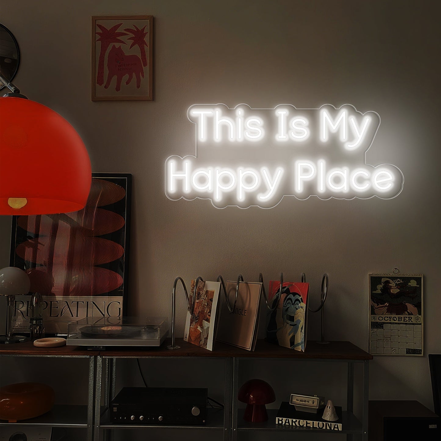 This Is My Happy Place Neon Sign for Bedroom Studio Personal Sanctuary Decor
