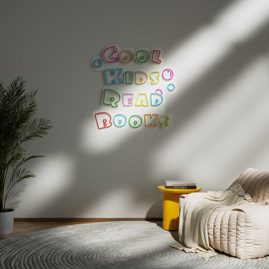 Cool Kids Read Books Neon Sign for Kids Room Library Educational Decor
