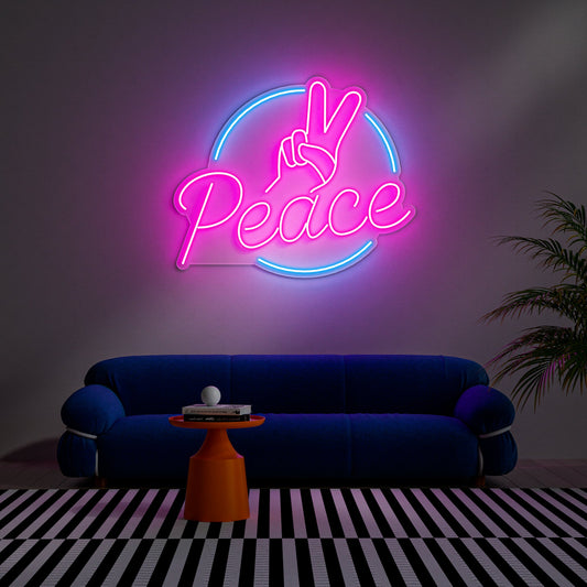 Peace LED Neon Sign for Cozy Corner Meditation Bedroom