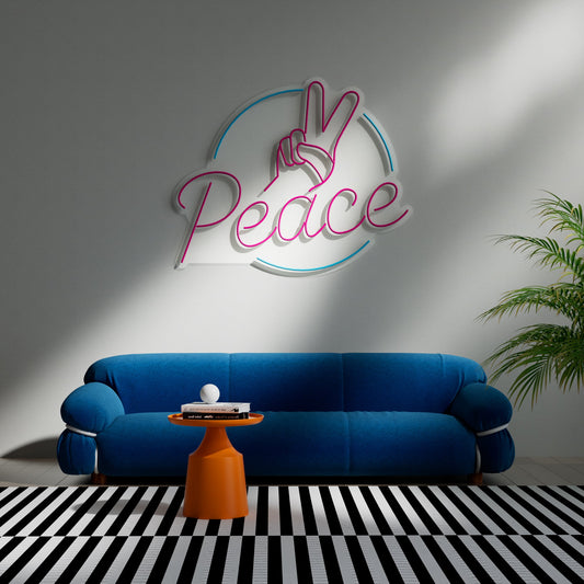 Peace LED Neon Sign for Cozy Corner Meditation Bedroom