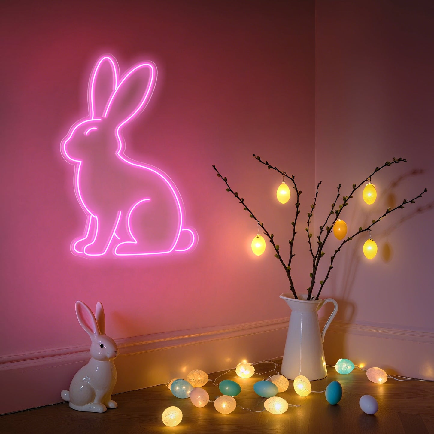 Bunny Neon Sign for Kids Room Pet Store Cozy Home Decor