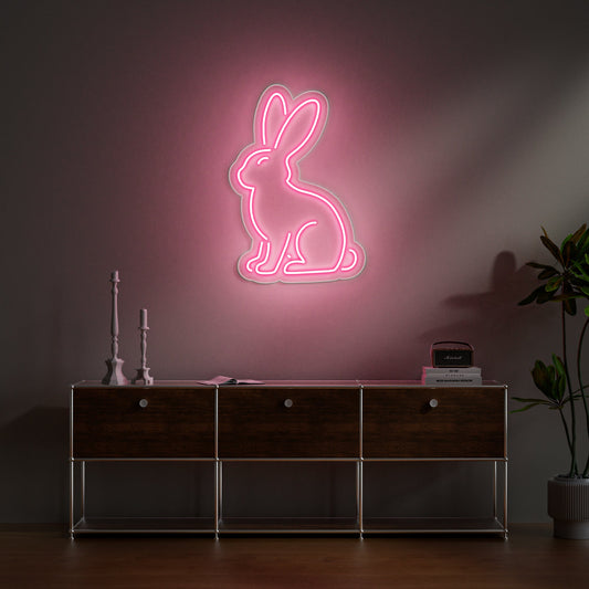 Bunny Neon Sign for Kids Room Pet Store Cozy Home Decor