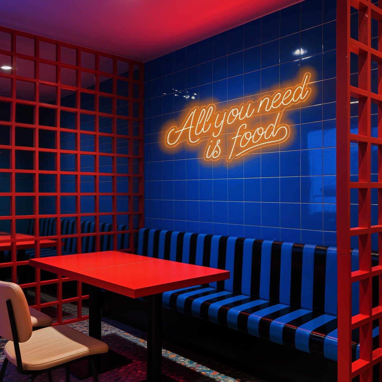 All You Need Is Food Neon Sign for Living Room Kitchen Decor