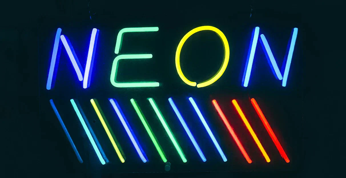 L&C Neon Sign color chart guide showing available LED hues