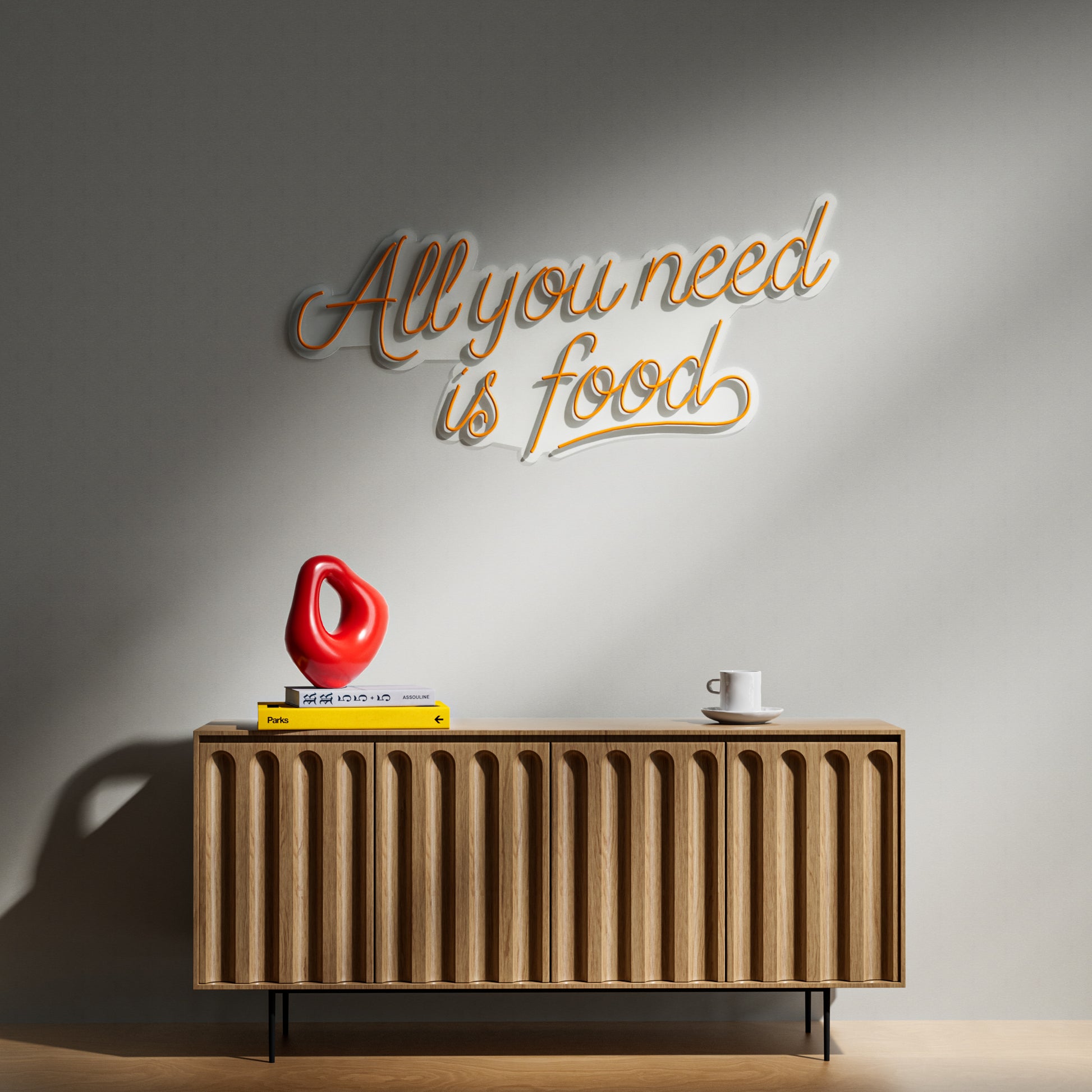 All You Need Is Food Neon Sign for Living Room Kitchen Decor