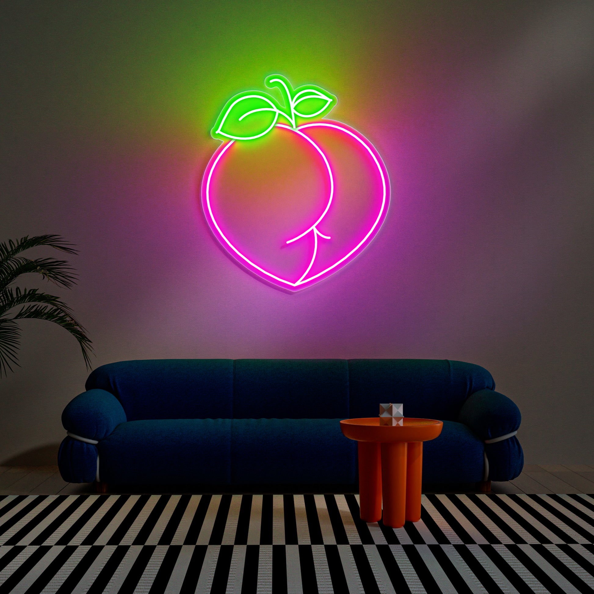 Peach Neon Sign for Kitchen Dining Bedroom Sweet Decor