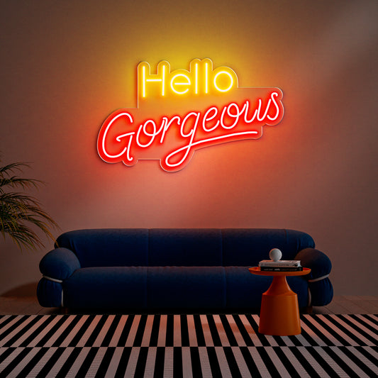 Hello Gorgeous Neon Sign for Beauty Salon Bedroom Vanity