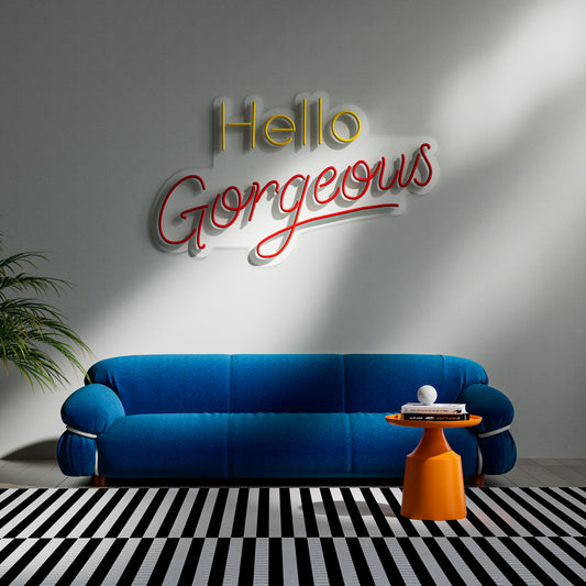 Hello Gorgeous Neon Sign for Beauty Salon Bedroom Vanity