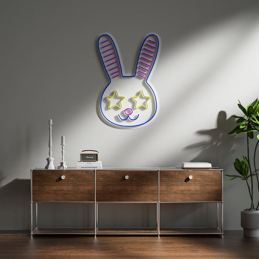 Bunny Neon Sign for Kids Room Pet Store Cozy Home Decor