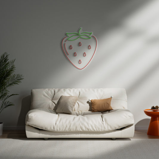 Strawberry Neon Sign for Kitchen Cafe Kids Room Sweet Food Decor