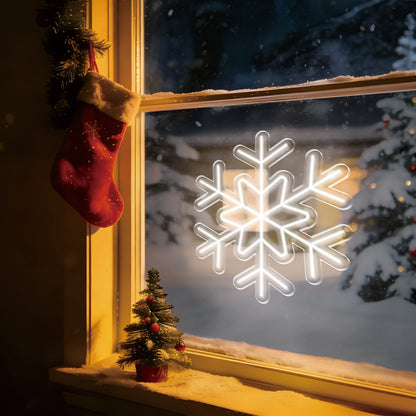 Christmas Snowrflake Neon Sign for Winter Wonderland Holiday Decor