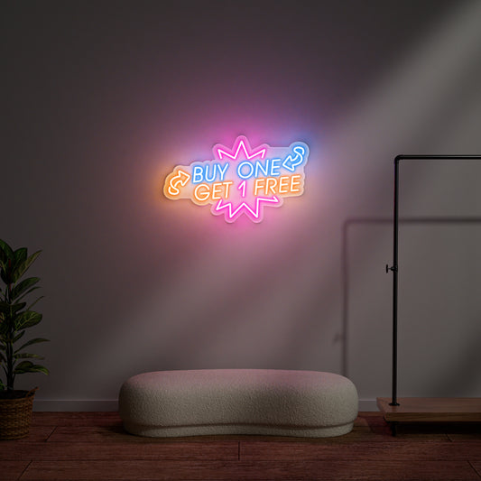 Buy One Get 1 Free Neon Sign for Retail Store Shop Window Promotion