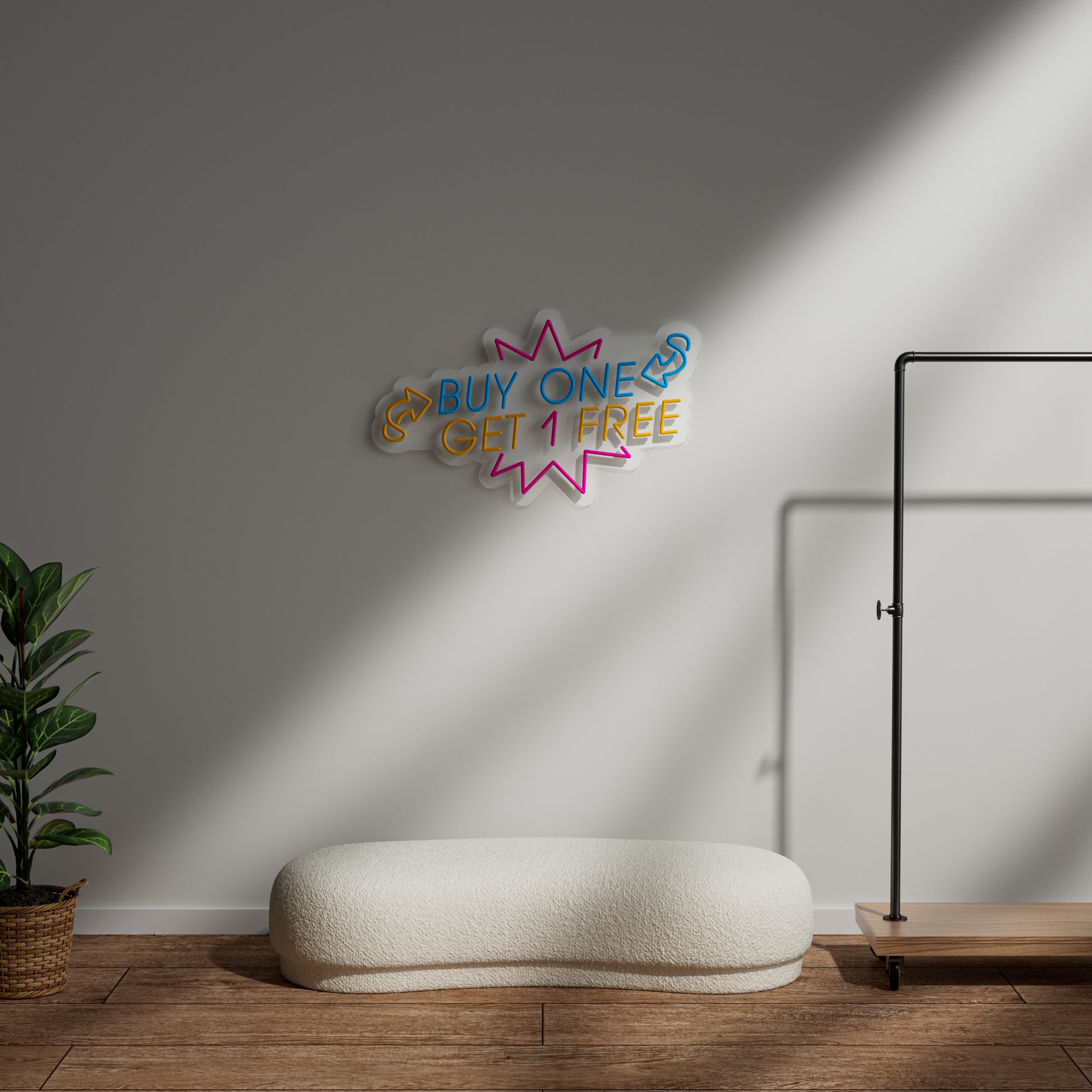 Buy One Get 1 Free Neon Sign for Retail Store Shop Window Promotion